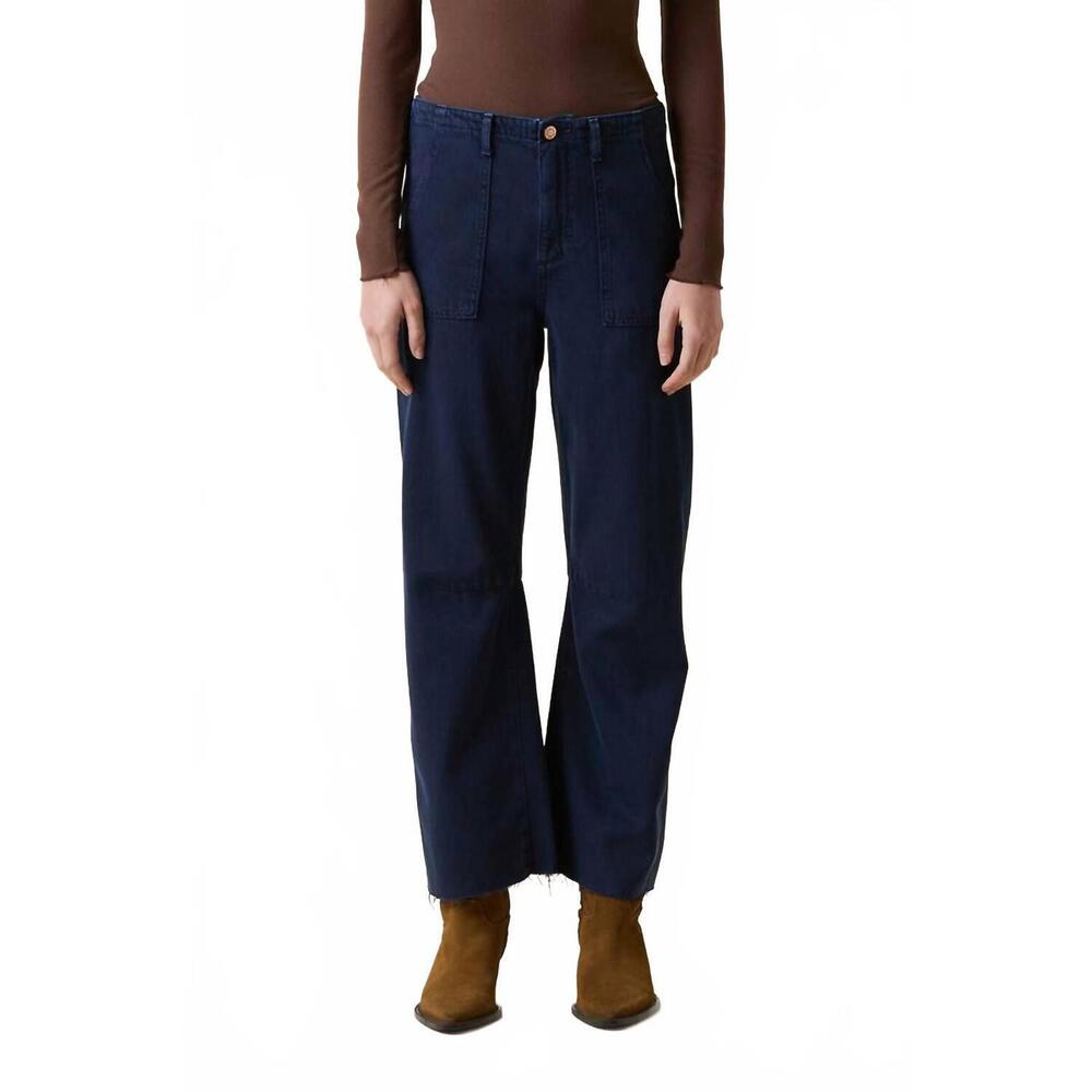 High-Rise Wide Leg Jeans in Dark Blue - Women's Flare